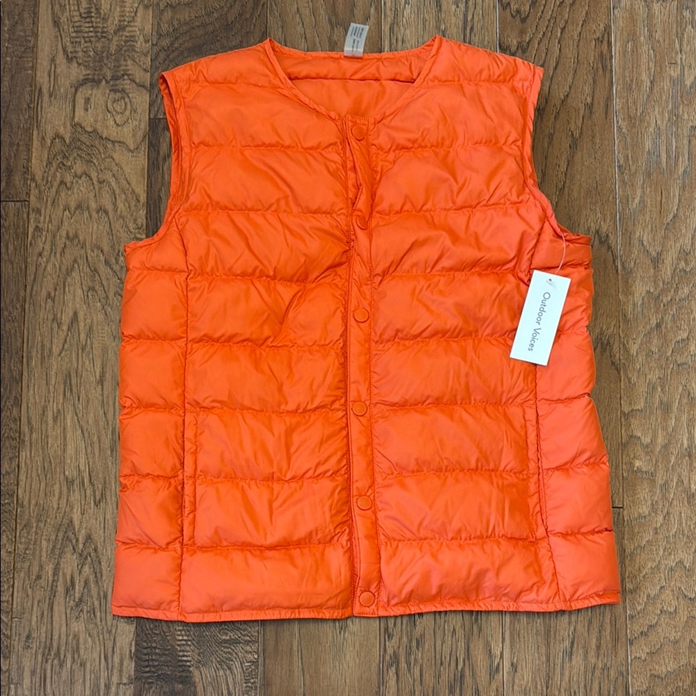 Outdoor Voices Womens Orange Puffer Vest, Small, NWT